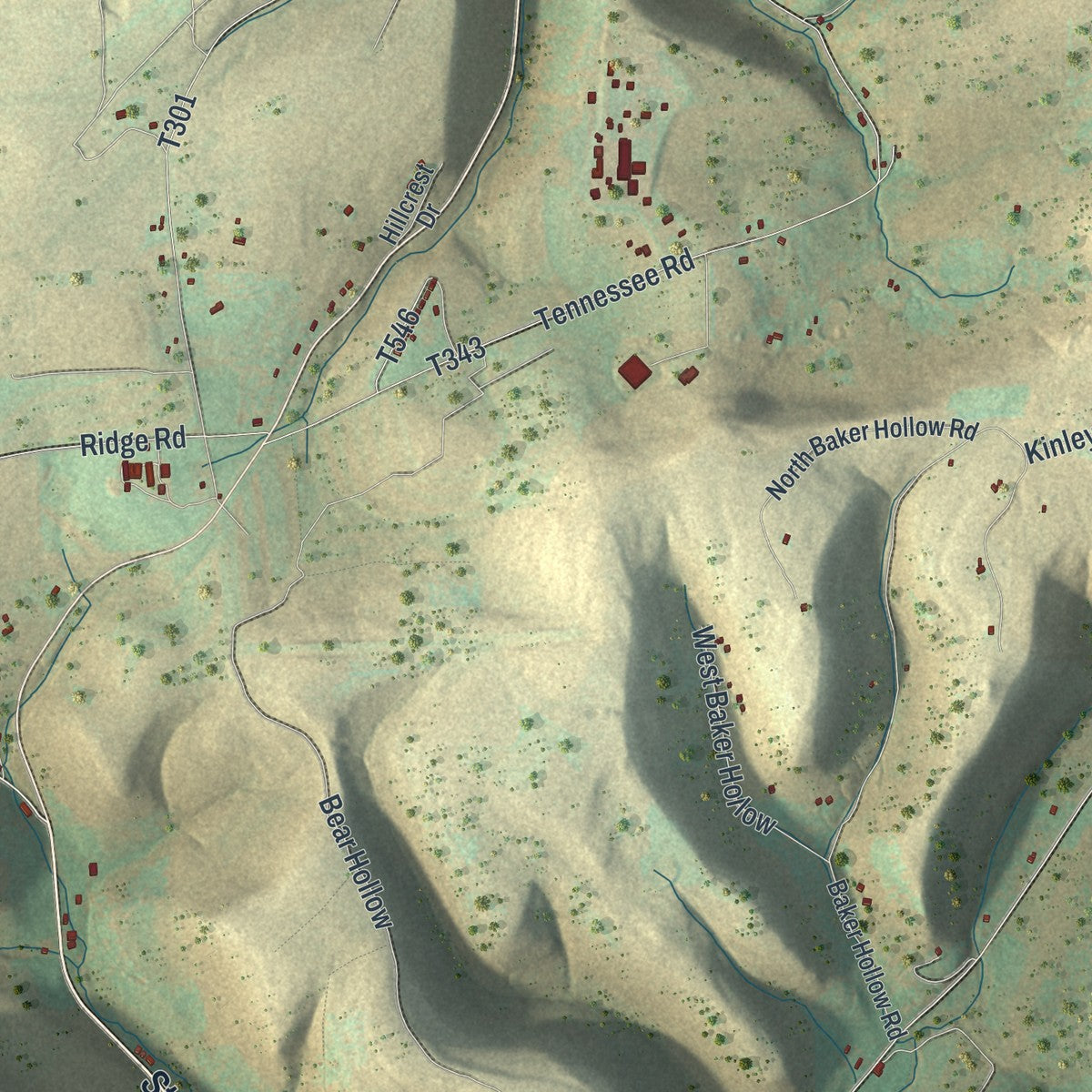 Close-up of the map of Hebron, Pennsylvania print showing street and building detail