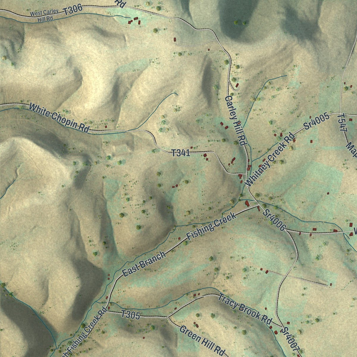 Second close-up of the map of Hebron, Pennsylvania print showing more streets and buildings