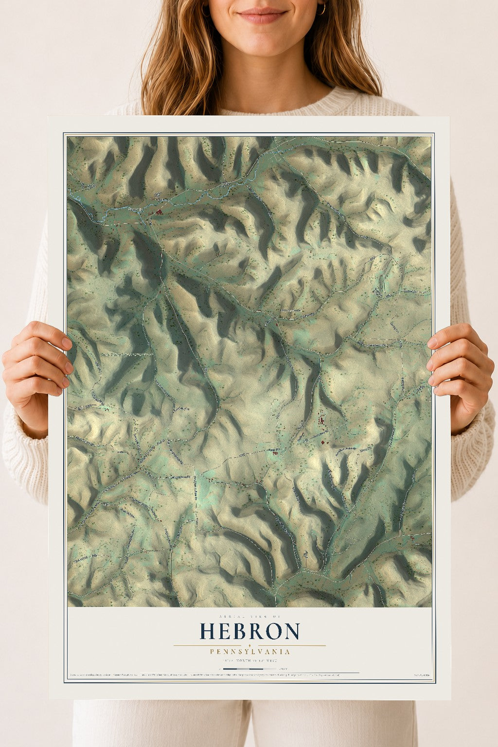 Map of Hebron, Pennsylvania, 18 x 24 inch unframed archival matte print