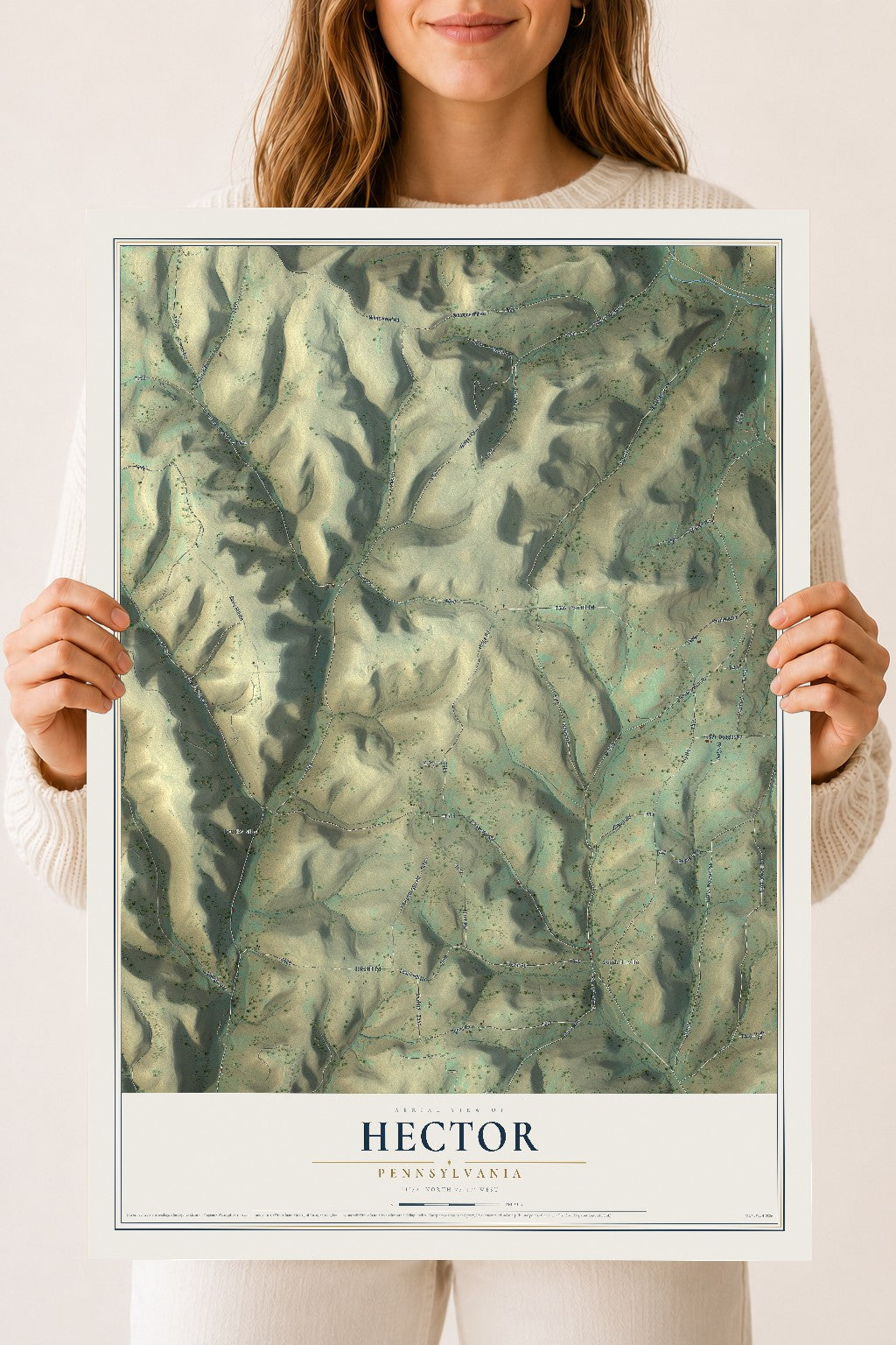 Map of Hector, Pennsylvania, 18 x 24 inch unframed archival matte print