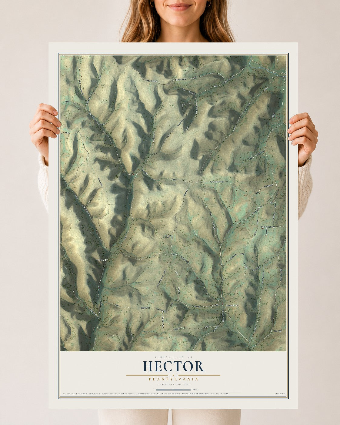 Map of Hector, Pennsylvania, 24 x 36 inch unframed archival matte print