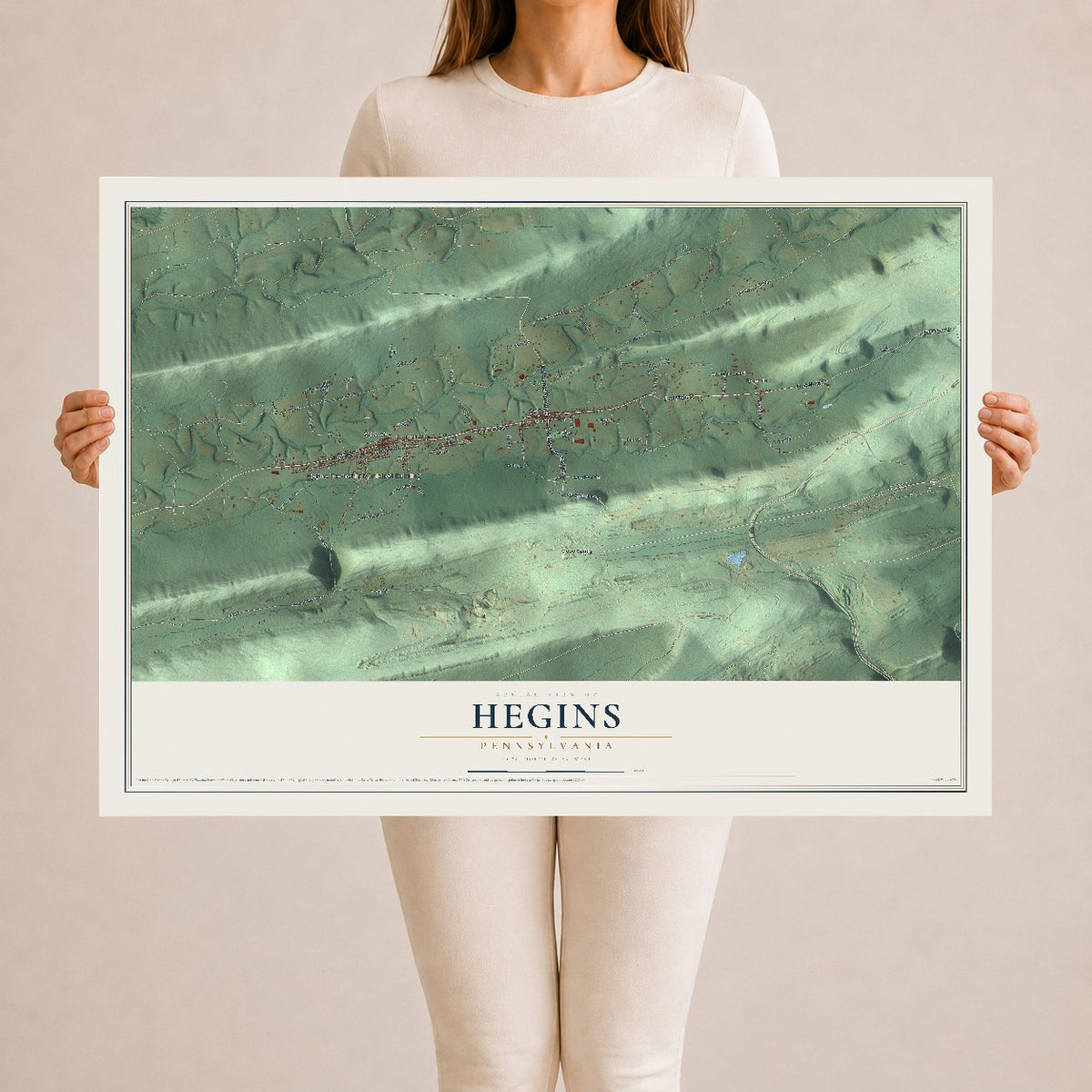 Map of Hegins, Pennsylvania, 24 x 36 inch unframed archival matte print