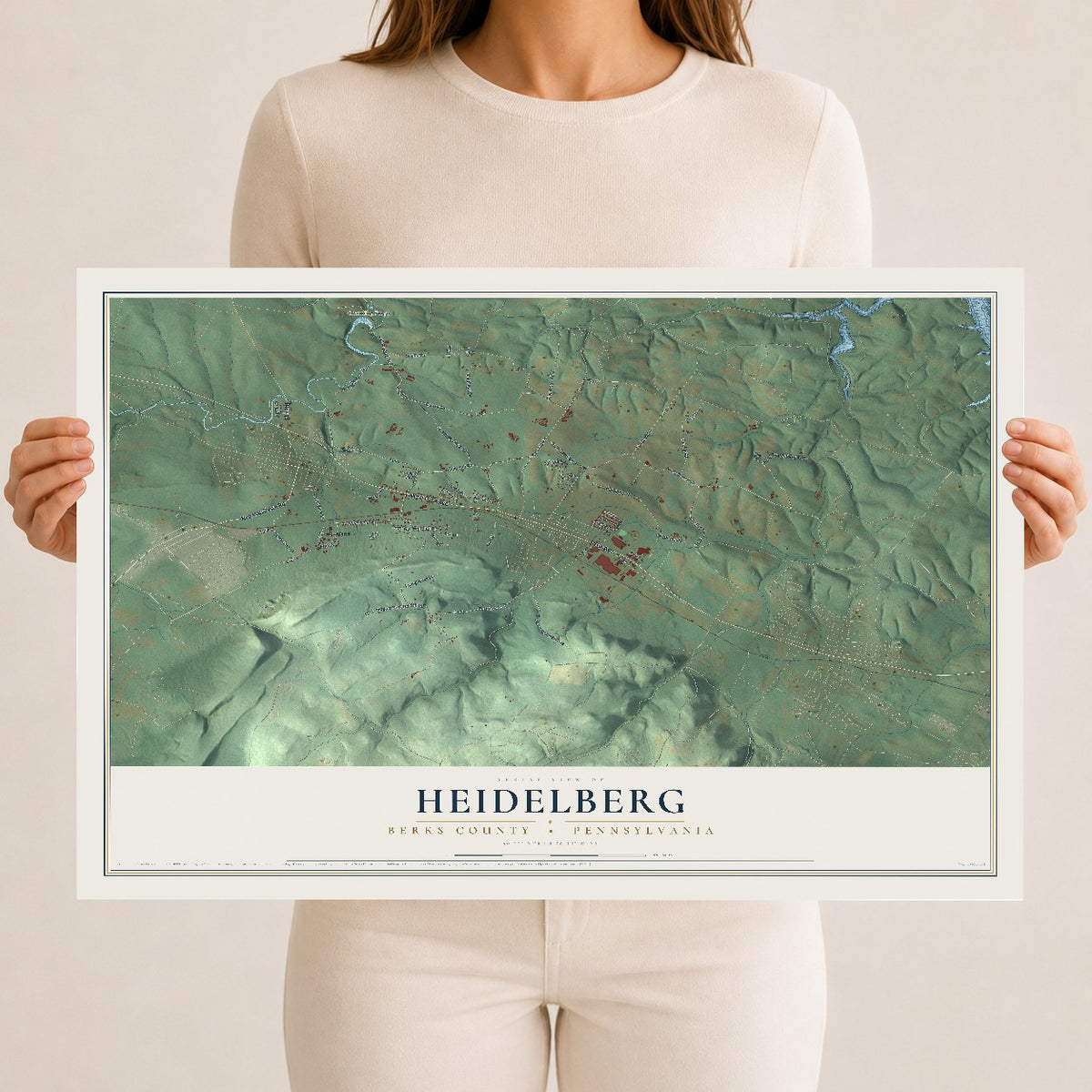Map of Heidelberg, Berks County, Pennsylvania, 12 x 18 inch unframed archival matte print