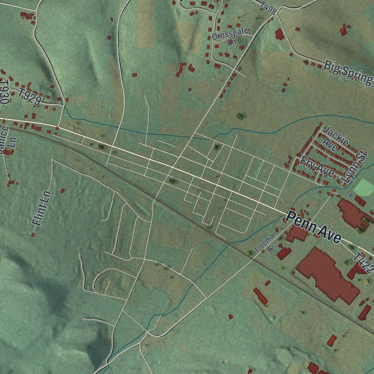 Close-up of the map of Heidelberg, Berks County, Pennsylvania print showing street and building detail