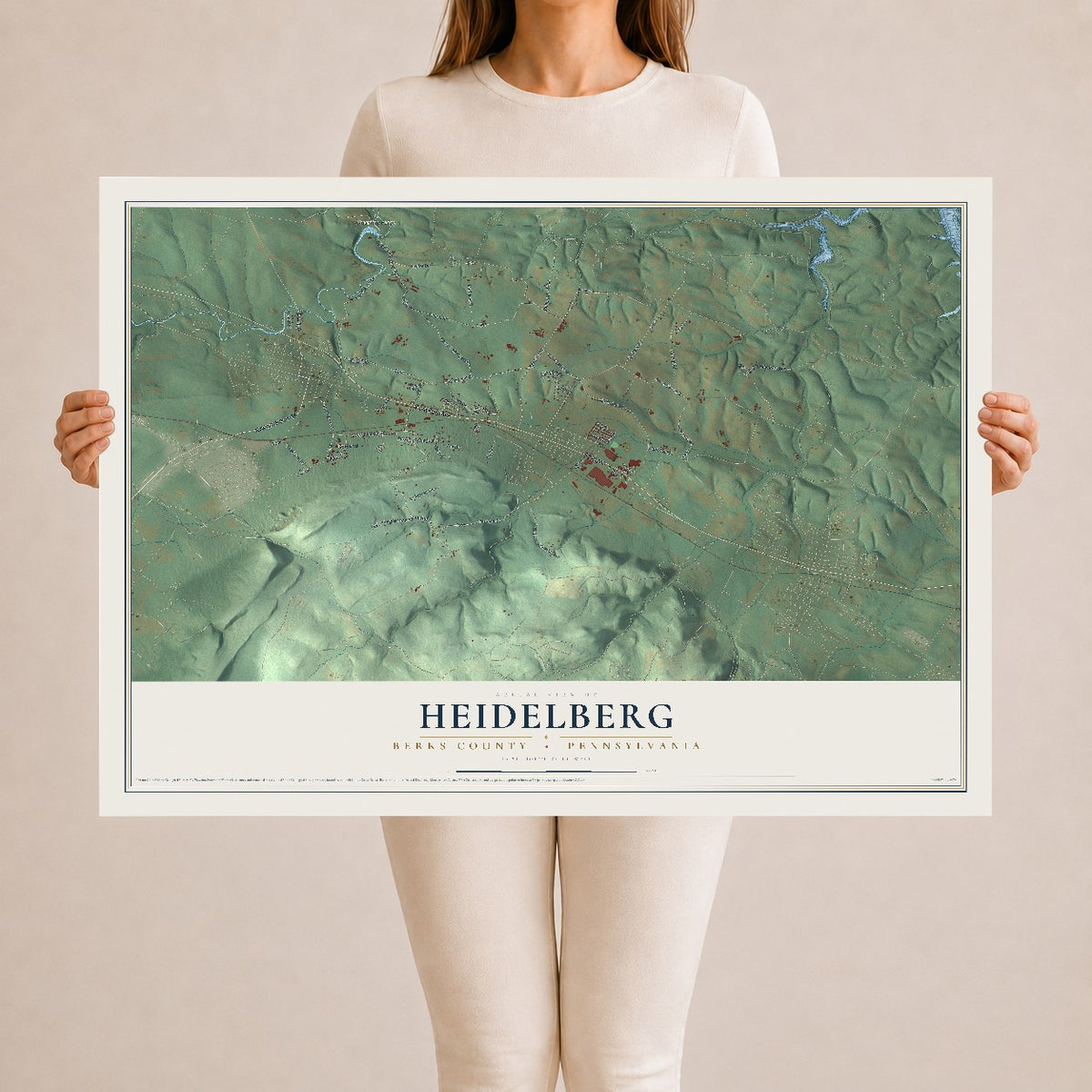 Map of Heidelberg, Berks County, Pennsylvania, 24 x 36 inch unframed archival matte print