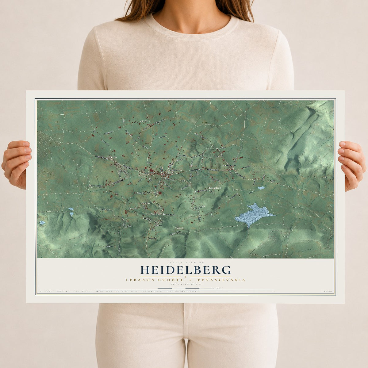 Map of Heidelberg, Lebanon County, Pennsylvania, 12 x 18 inch unframed archival matte print