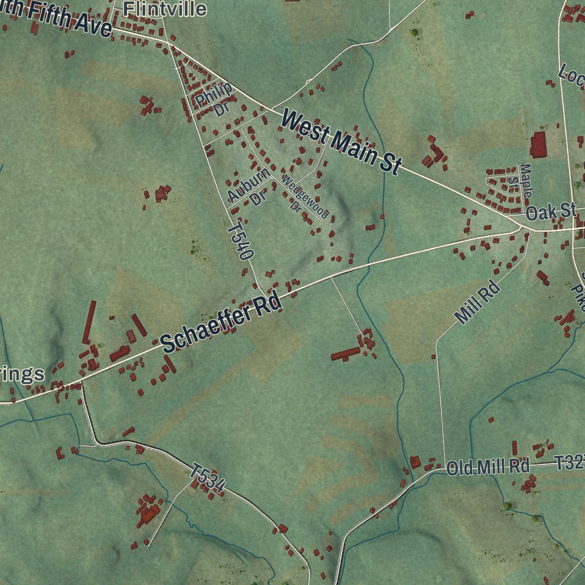 Second close-up of the map of Heidelberg, Lebanon County, Pennsylvania print showing more streets and buildings