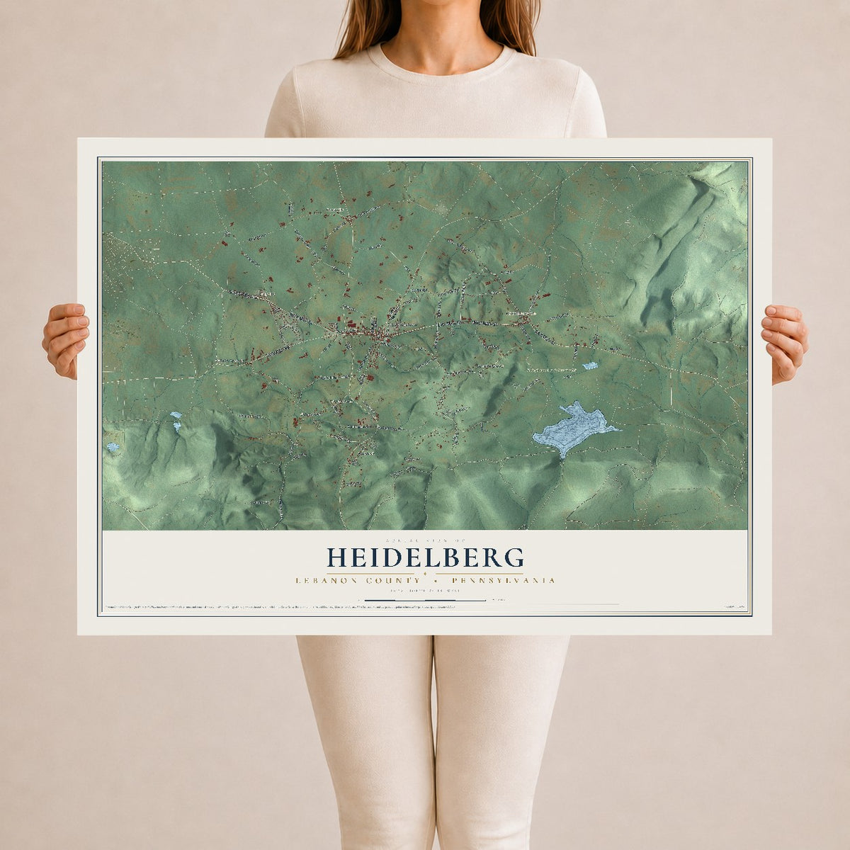 Map of Heidelberg, Lebanon County, Pennsylvania, 24 x 36 inch unframed archival matte print