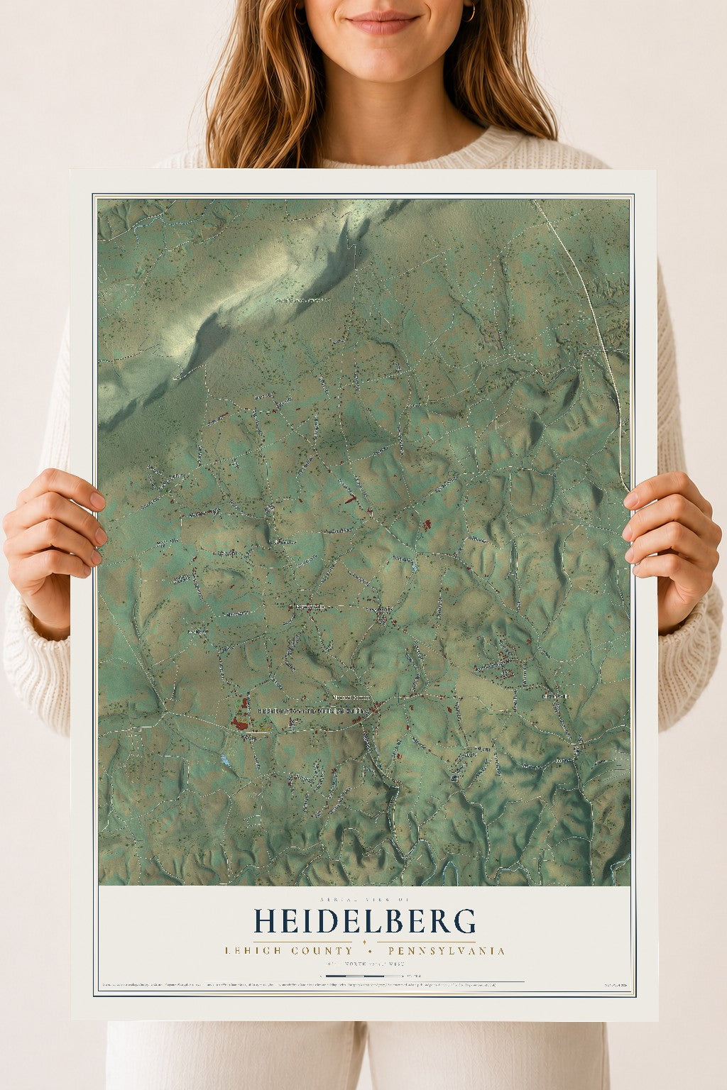 Map of Heidelberg, Lehigh County, Pennsylvania, 18 x 24 inch unframed archival matte print