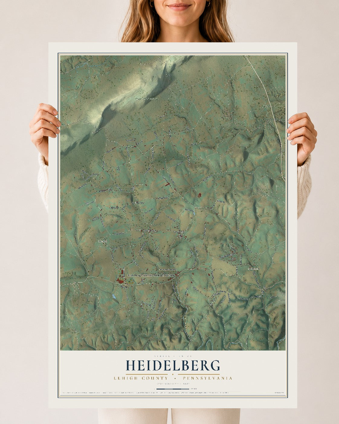 Map of Heidelberg, Lehigh County, Pennsylvania, 24 x 36 inch unframed archival matte print