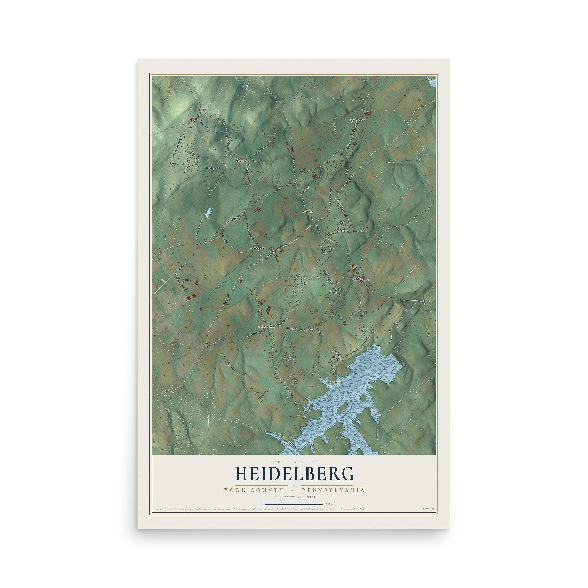 Map of Heidelberg, York County, Pennsylvania, 12 x 18 inch unframed archival matte print