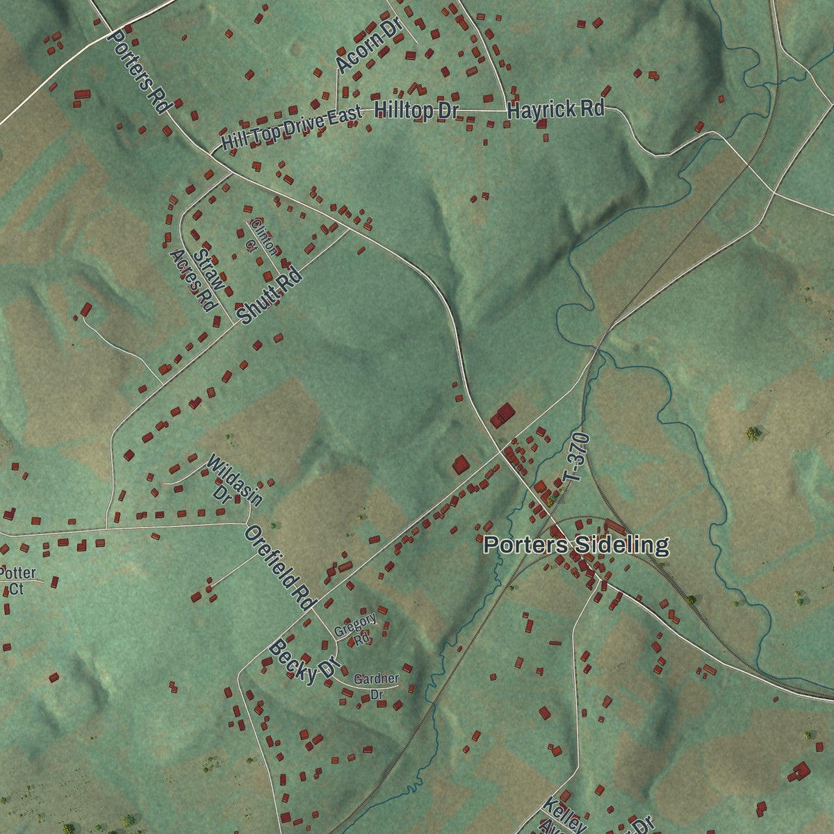 Second close-up of the map of Heidelberg, York County, Pennsylvania print showing more streets and buildings