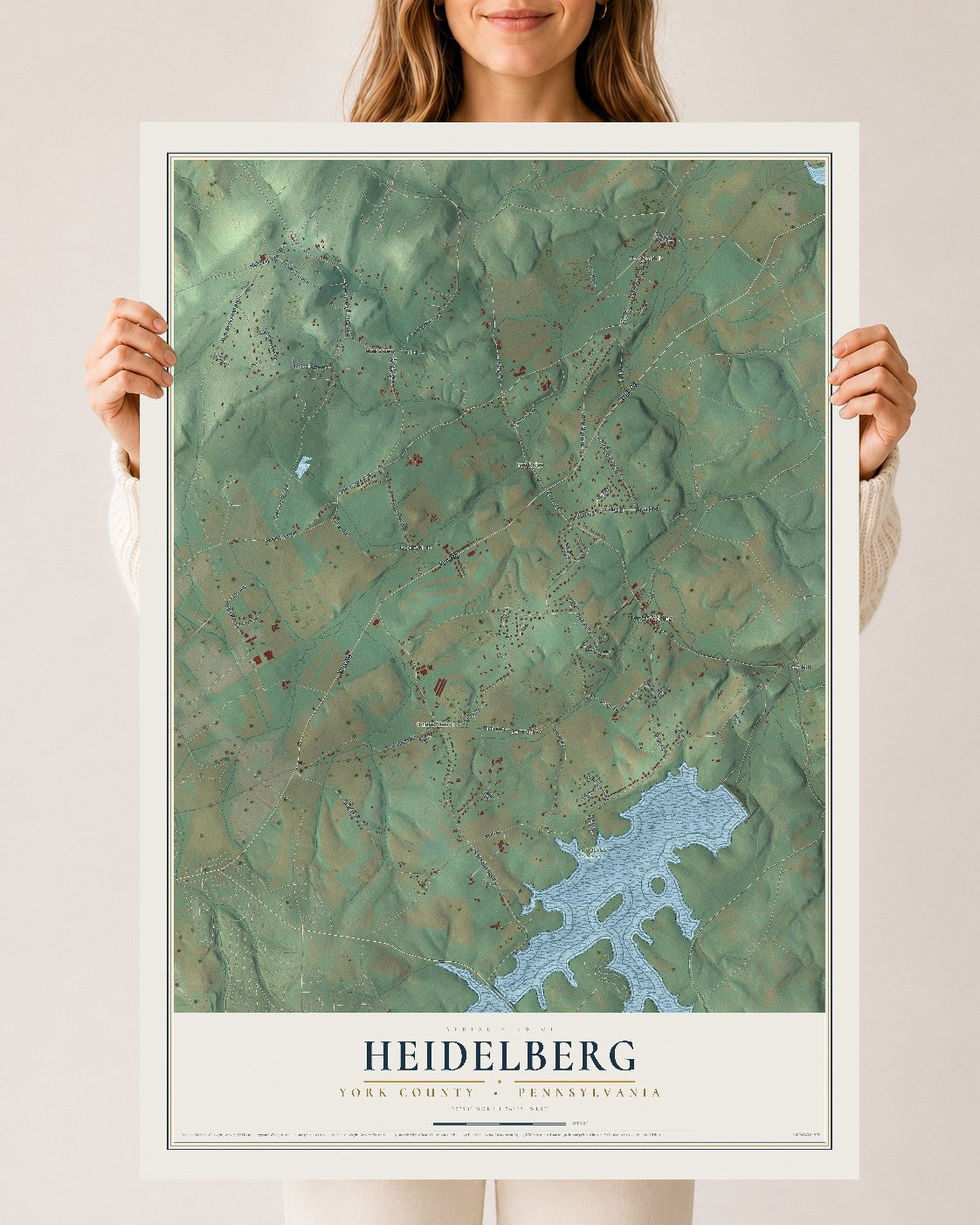 Map of Heidelberg, York County, Pennsylvania, 24 x 36 inch unframed archival matte print