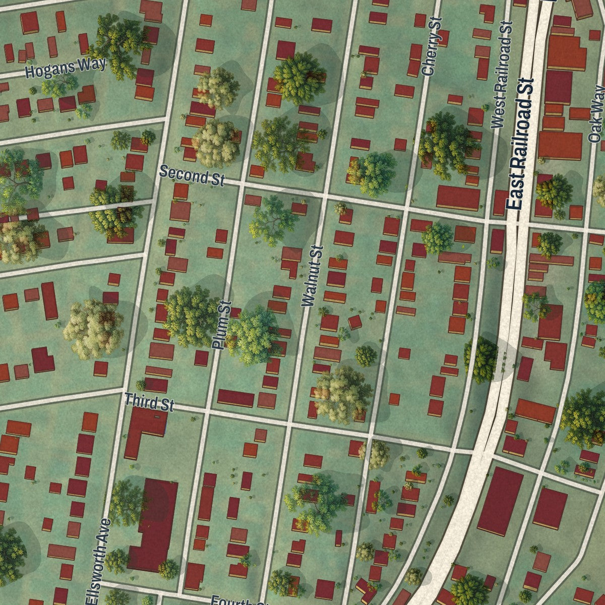 Close-up of the map of Heidelberg, Allegheny County, Pennsylvania print showing street and building detail