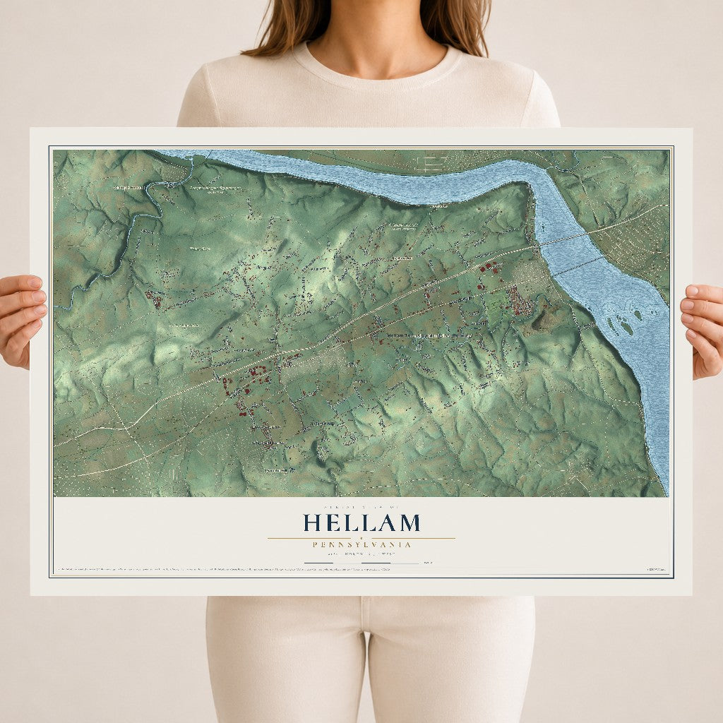 Map of Hellam, Pennsylvania, 18 x 24 inch unframed archival matte print