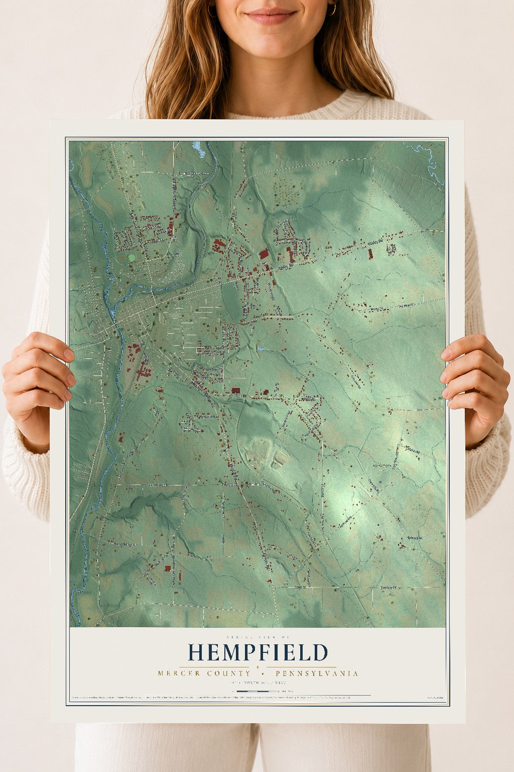 Map of Hempfield, Mercer County, Pennsylvania, 18 x 24 inch unframed archival matte print