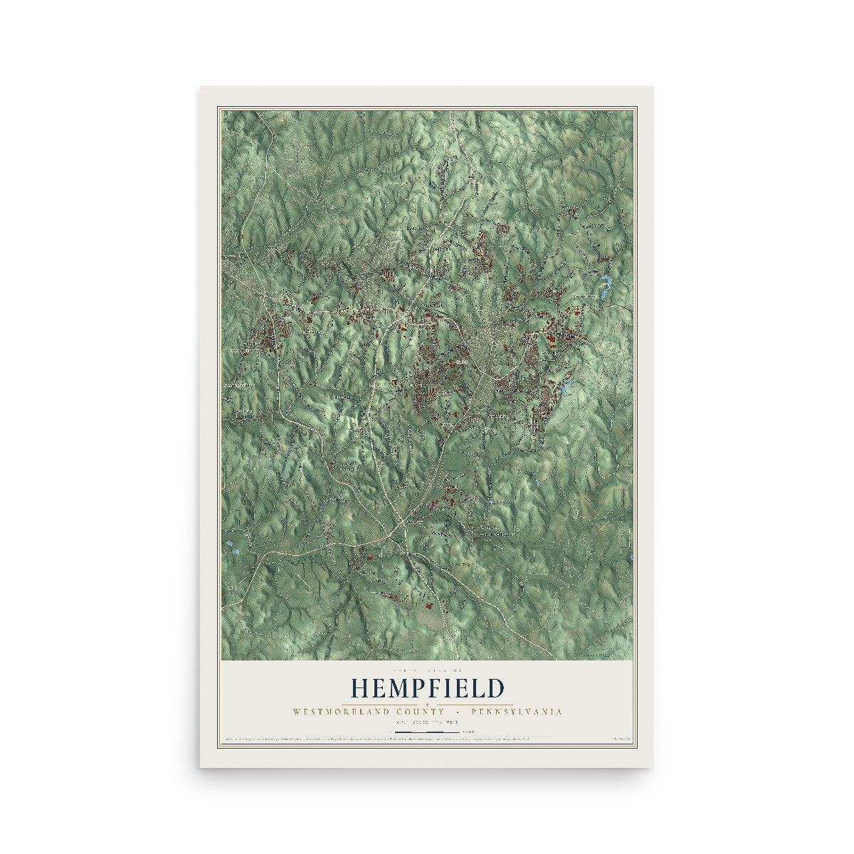 Map of Hempfield, Westmoreland County, Pennsylvania, 12 x 18 inch unframed archival matte print