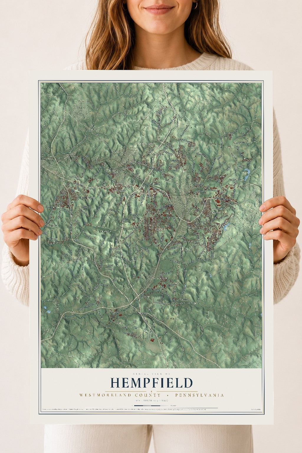 Map of Hempfield, Westmoreland County, Pennsylvania, 18 x 24 inch unframed archival matte print