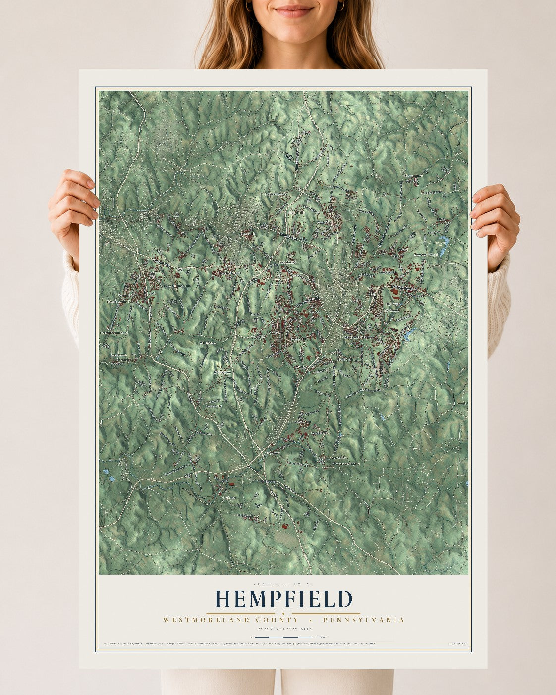 Map of Hempfield, Westmoreland County, Pennsylvania, 24 x 36 inch unframed archival matte print