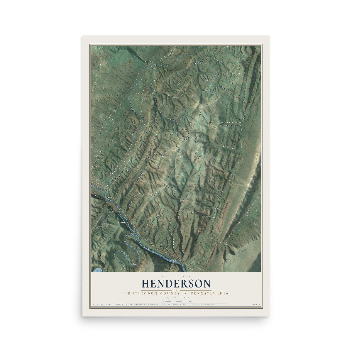 Map of Henderson, Huntingdon County, Pennsylvania, 12 x 18 inch unframed archival matte print