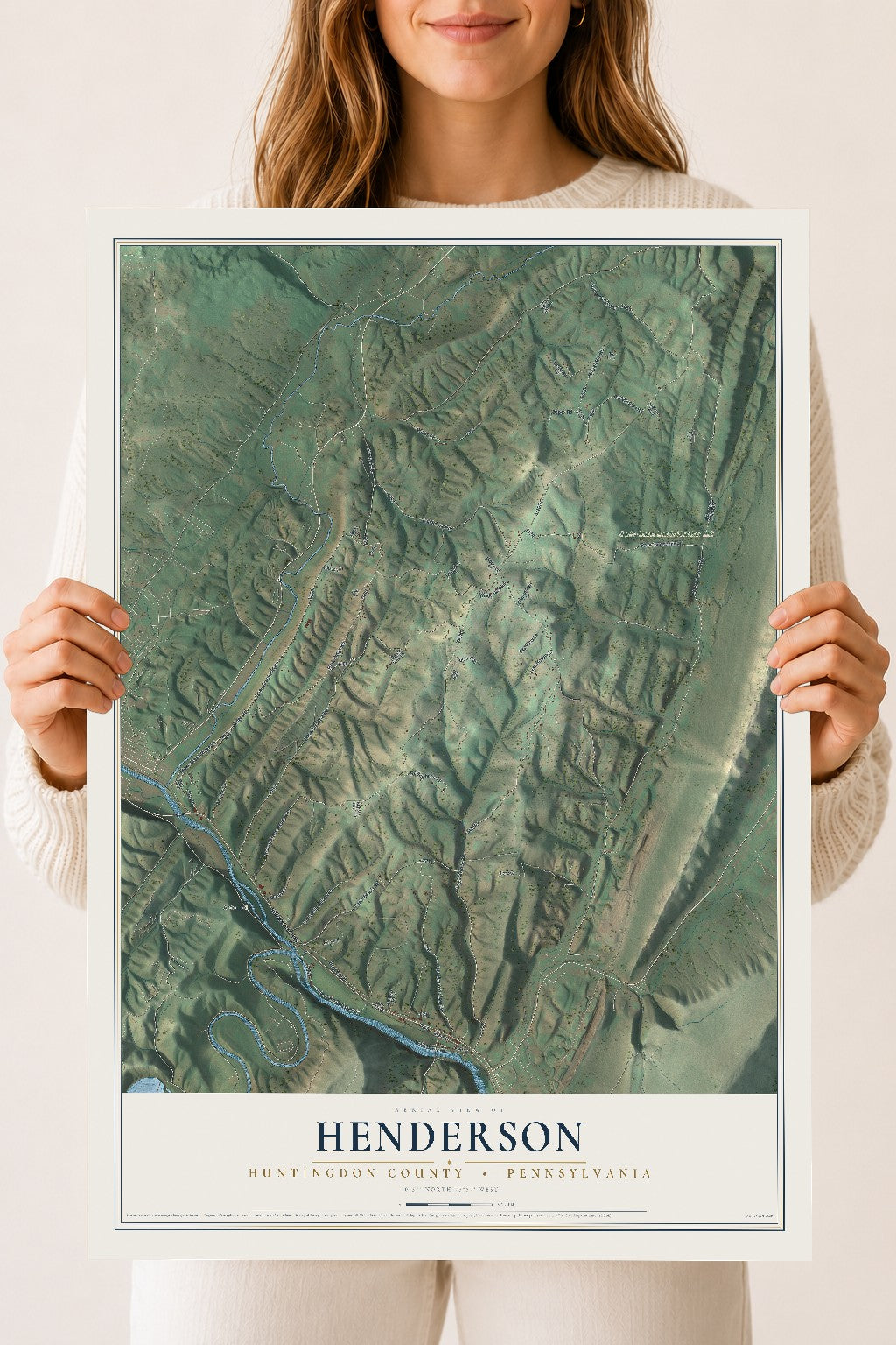 Map of Henderson, Huntingdon County, Pennsylvania, 18 x 24 inch unframed archival matte print
