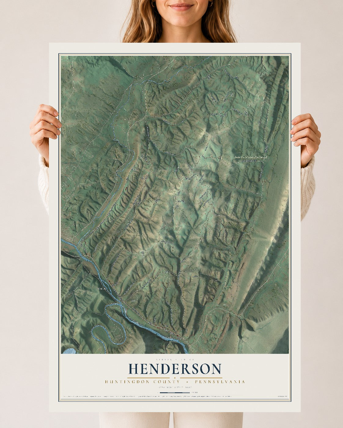 Map of Henderson, Huntingdon County, Pennsylvania, 24 x 36 inch unframed archival matte print