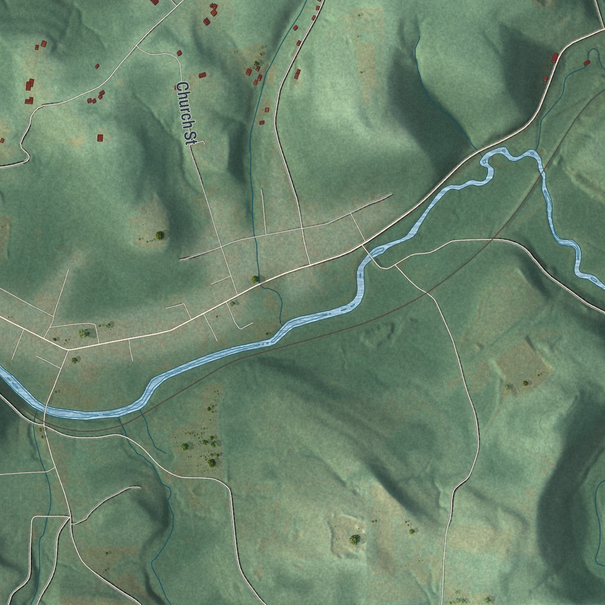 Second close-up of the map of Henderson, Jefferson County, Pennsylvania print showing more streets and buildings