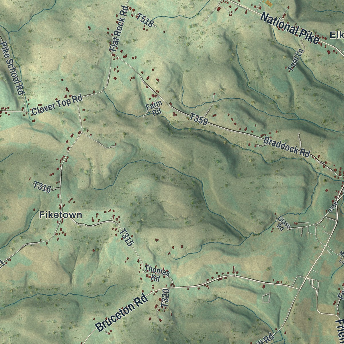 Second close-up of the map of Henry Clay, Pennsylvania print showing more streets and buildings