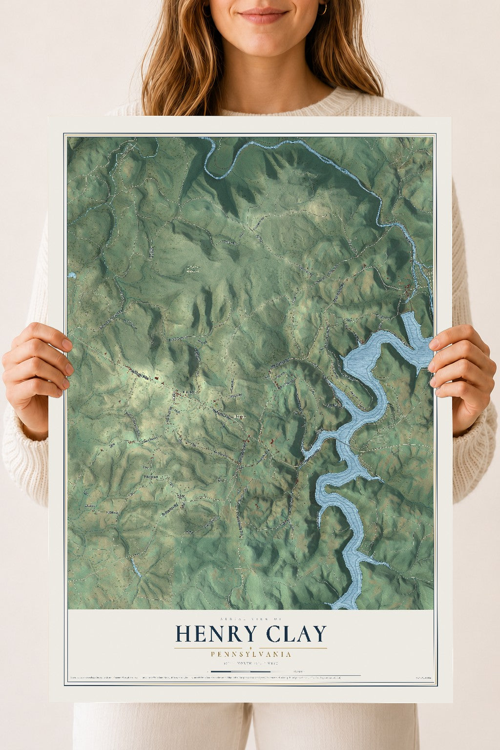 Map of Henry Clay, Pennsylvania, 18 x 24 inch unframed archival matte print