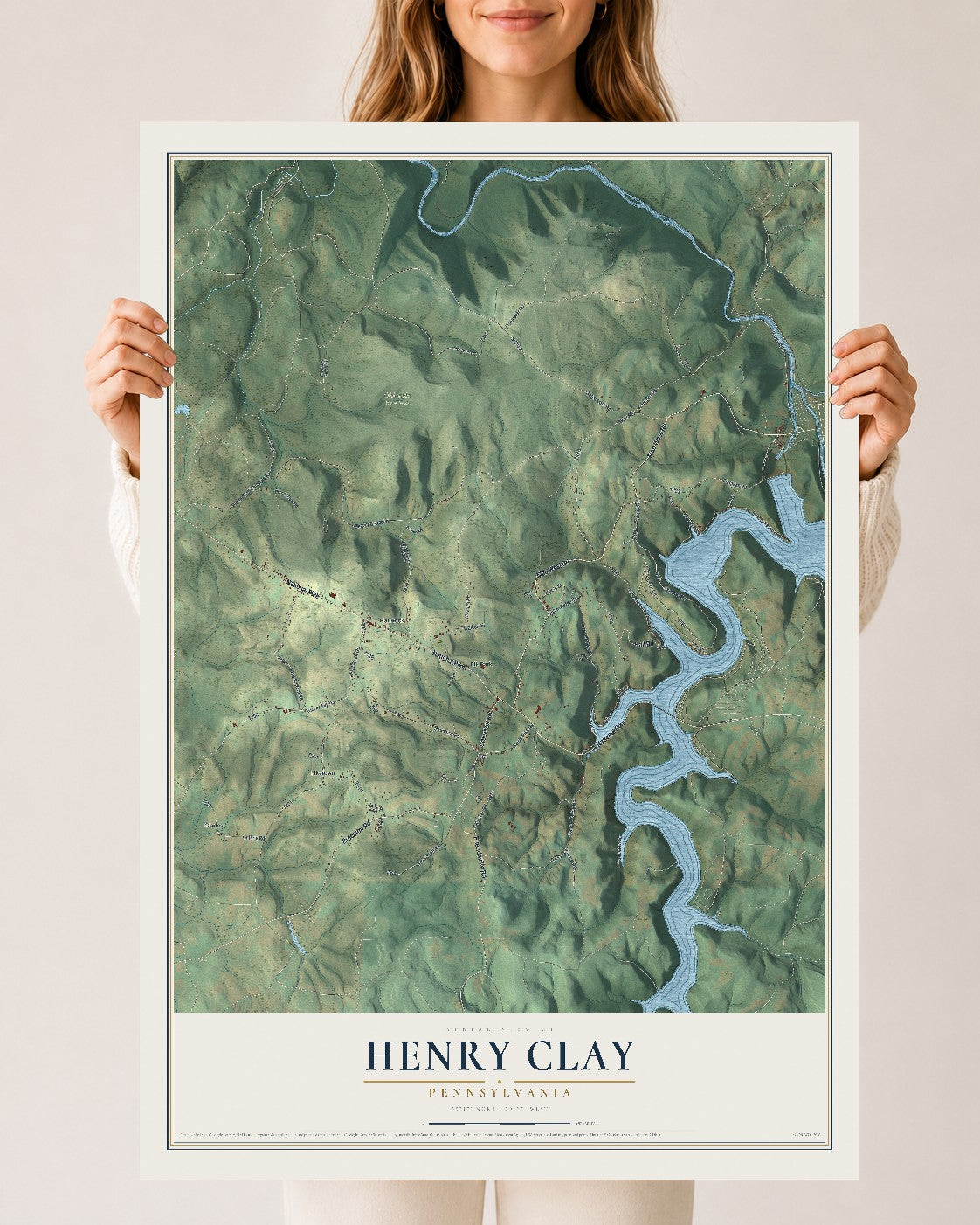 Map of Henry Clay, Pennsylvania, 24 x 36 inch unframed archival matte print