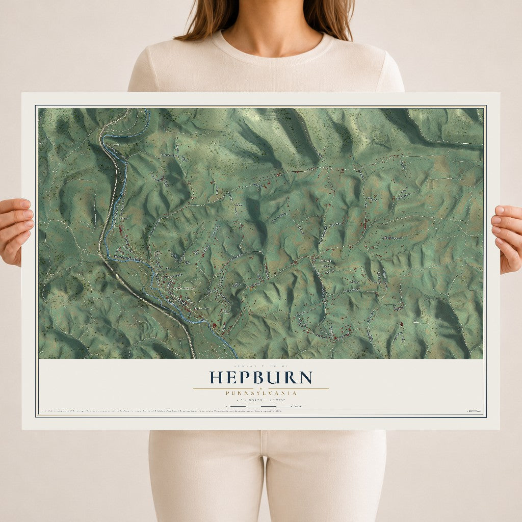 Map of Hepburn, Pennsylvania, 18 x 24 inch unframed archival matte print