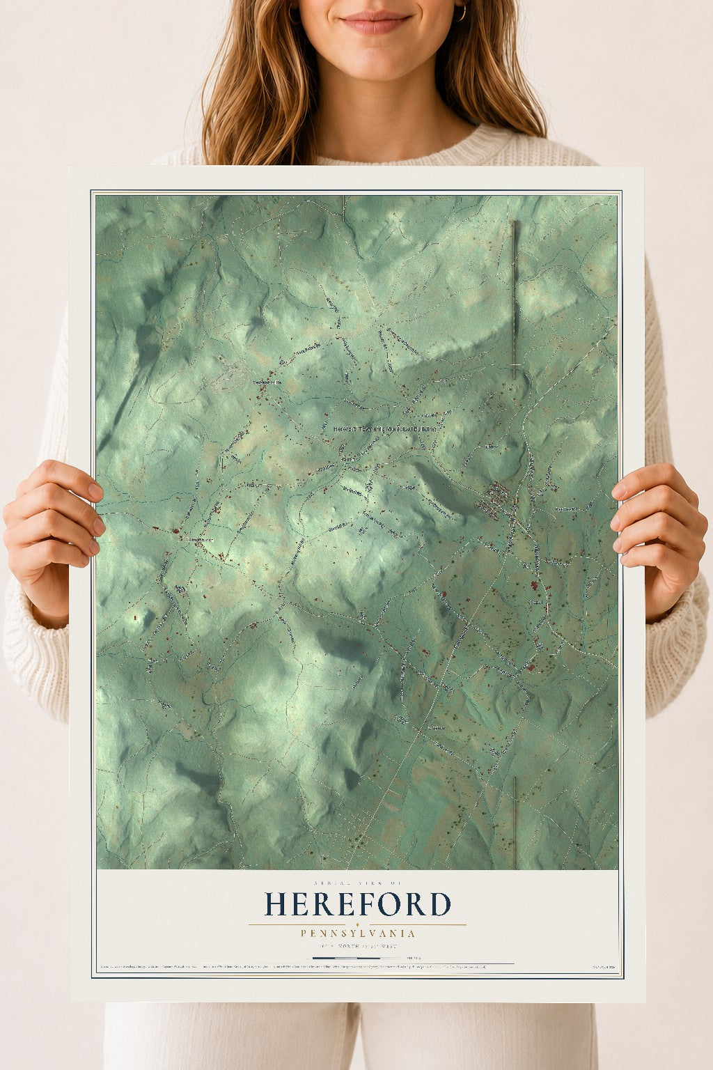 Map of Hereford, Pennsylvania, 18 x 24 inch unframed archival matte print