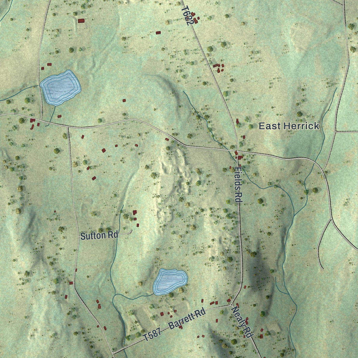 Close-up of the map of Herrick, Bradford County, Pennsylvania print showing street and building detail