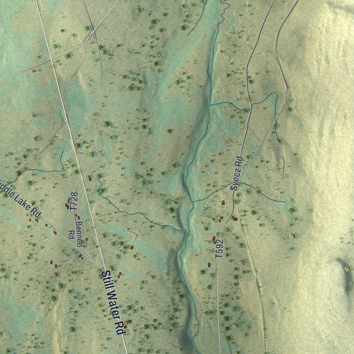 Second close-up of the map of Herrick, Susquehanna County, Pennsylvania print showing more streets and buildings