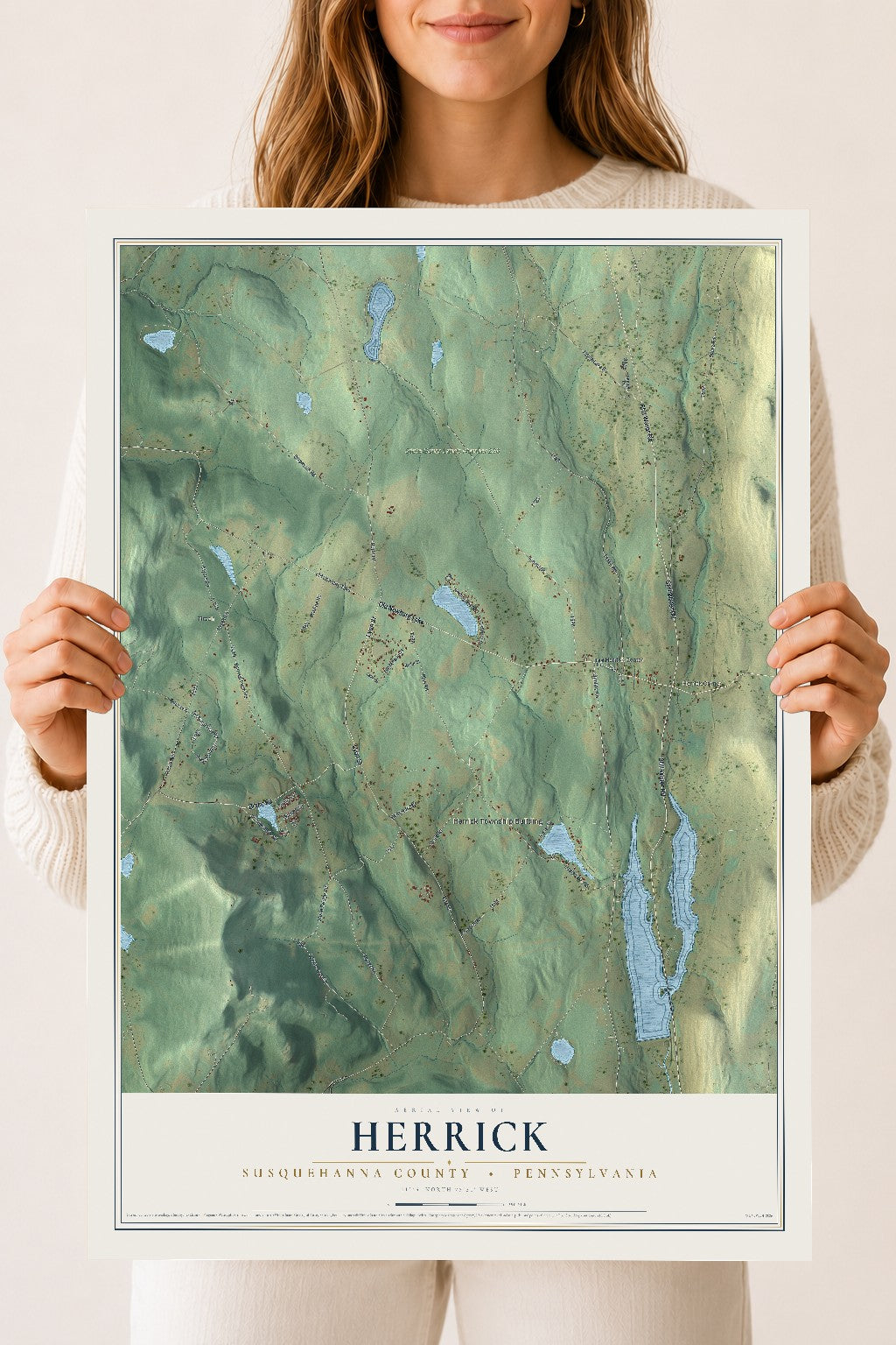 Map of Herrick, Susquehanna County, Pennsylvania, 18 x 24 inch unframed archival matte print