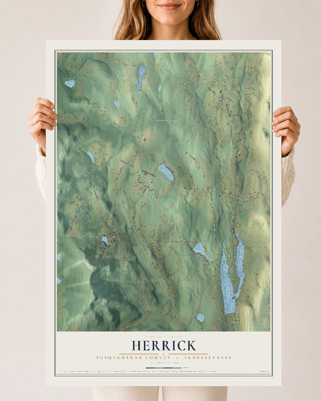 Map of Herrick, Susquehanna County, Pennsylvania, 24 x 36 inch unframed archival matte print