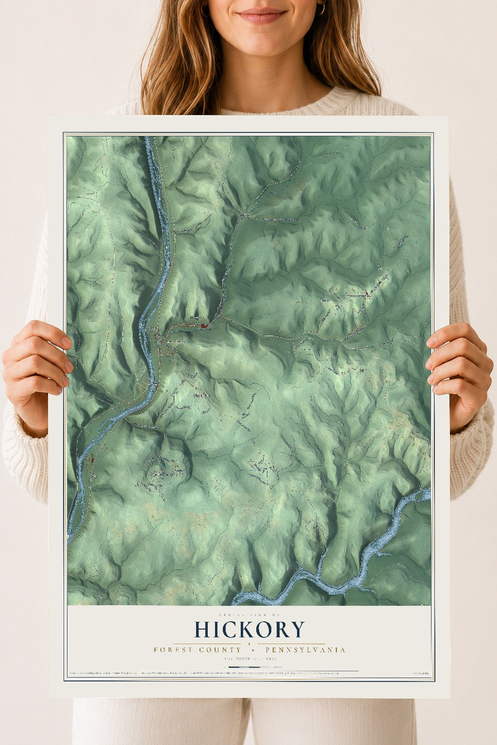 Map of Hickory, Forest County, Pennsylvania, 18 x 24 inch unframed archival matte print