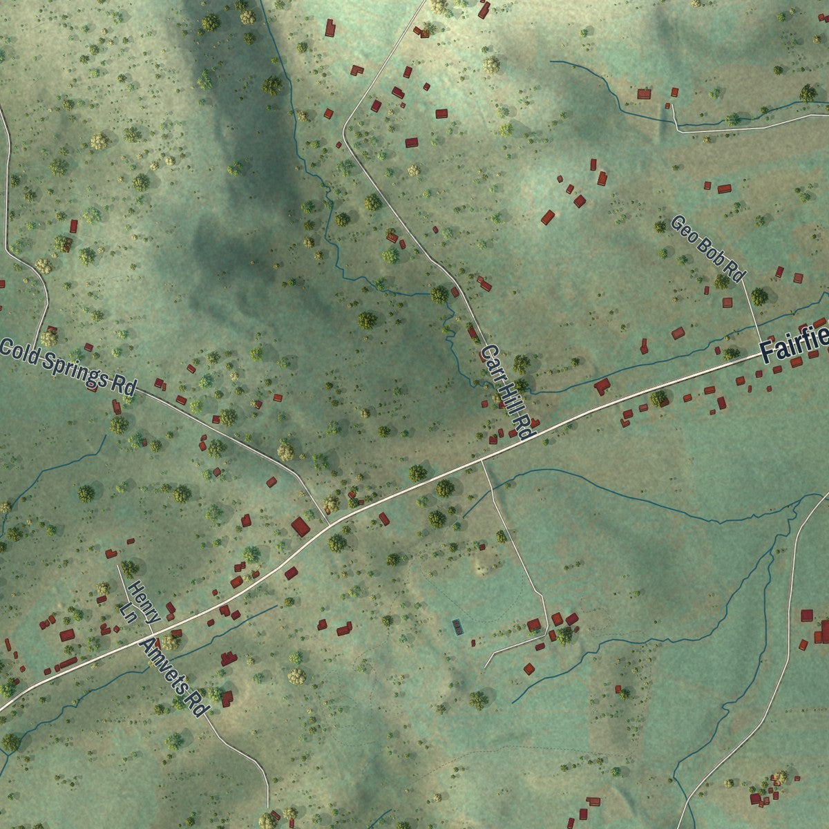 Close-up of the map of Highland, Adams County, Pennsylvania print showing street and building detail