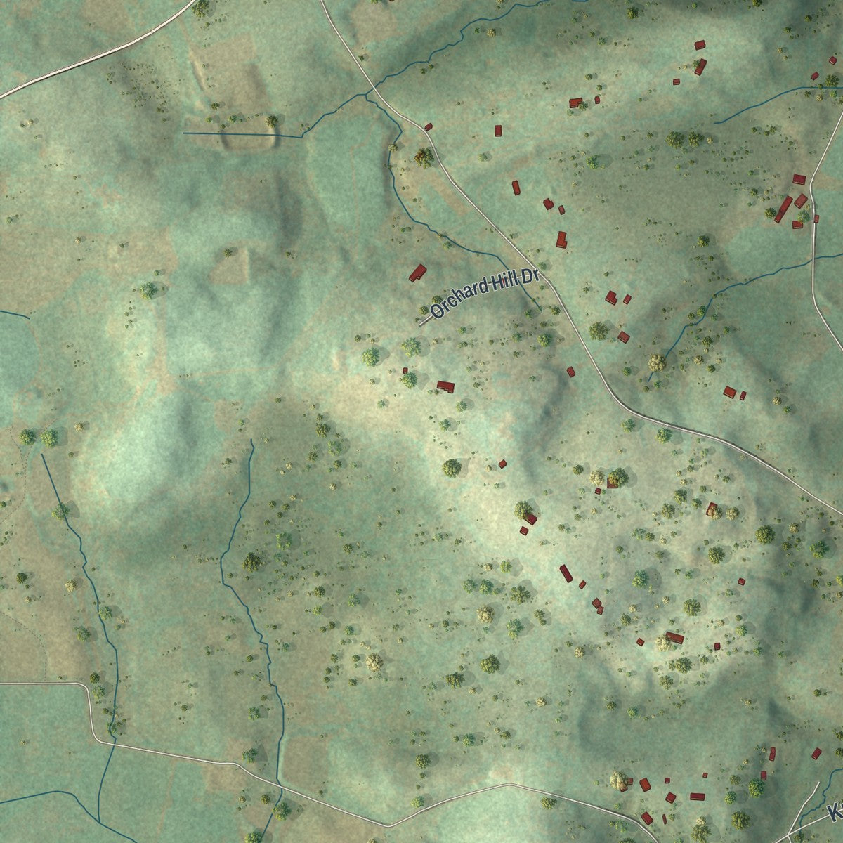 Second close-up of the map of Highland, Adams County, Pennsylvania print showing more streets and buildings