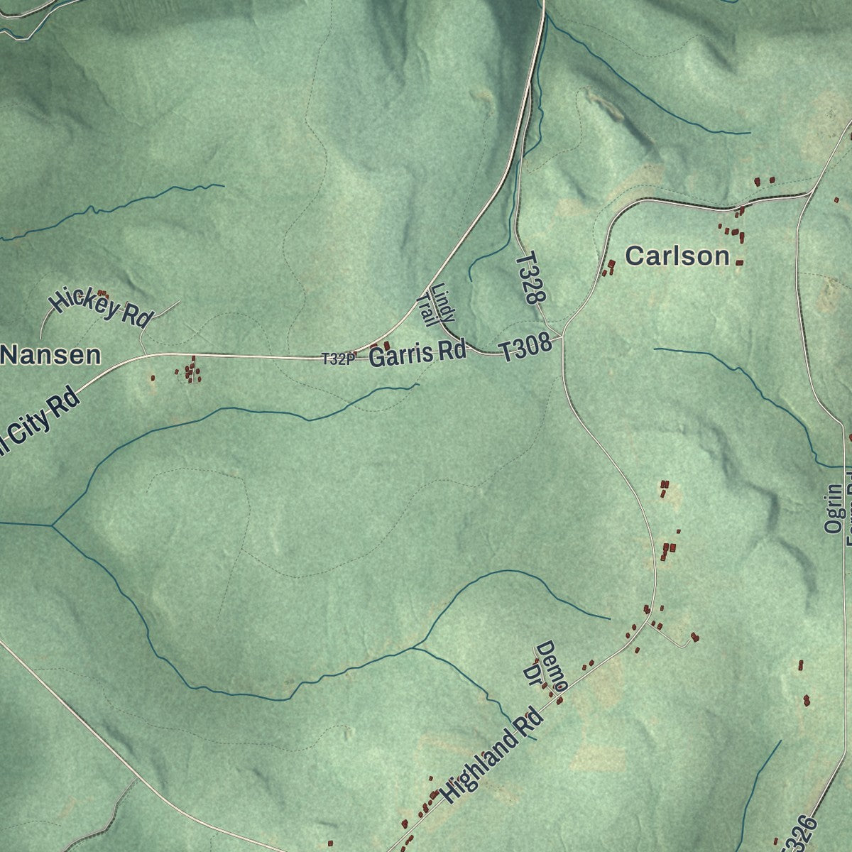 Second close-up of the map of Highland, Elk County, Pennsylvania print showing more streets and buildings