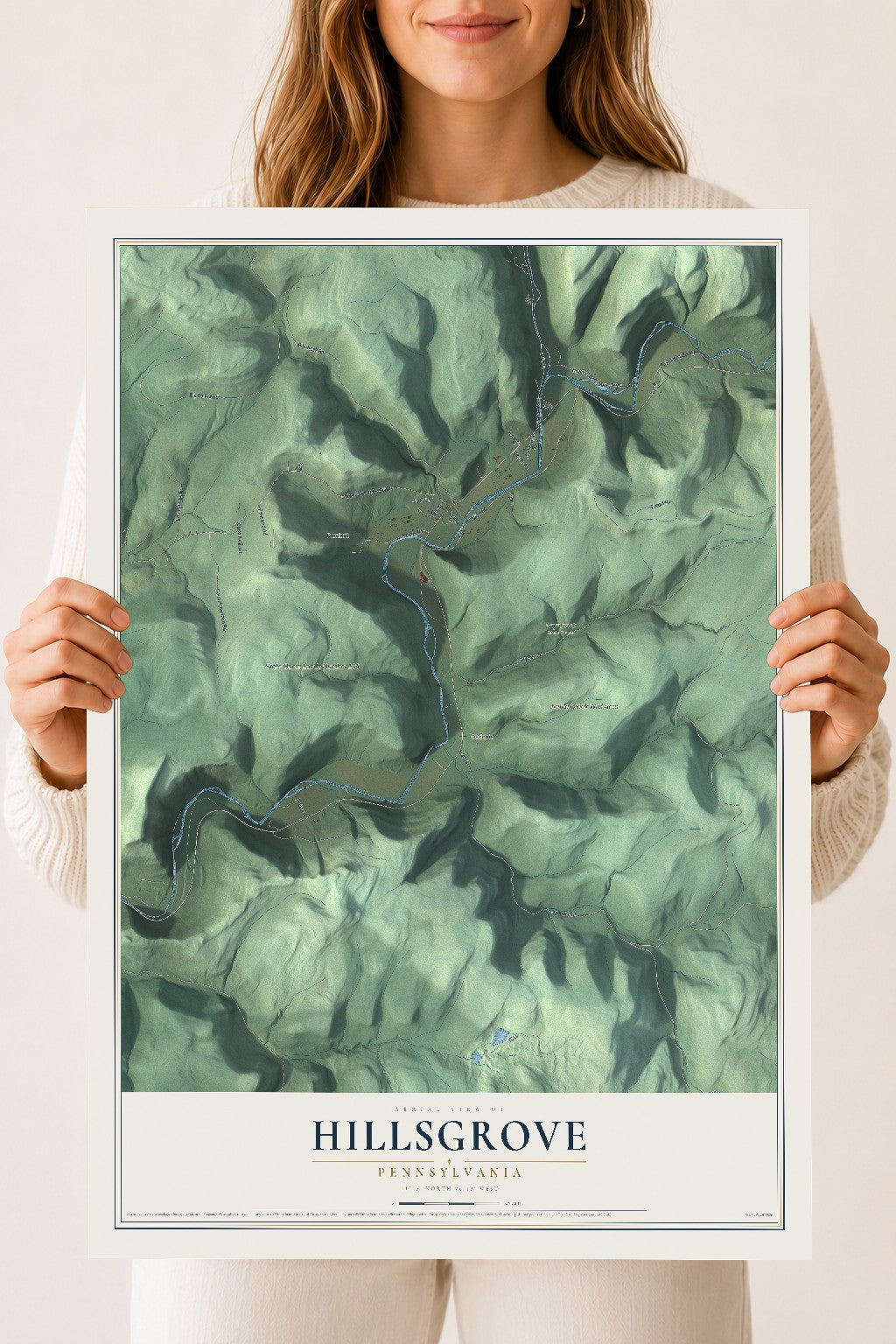 Map of Hillsgrove, Pennsylvania, 18 x 24 inch unframed archival matte print