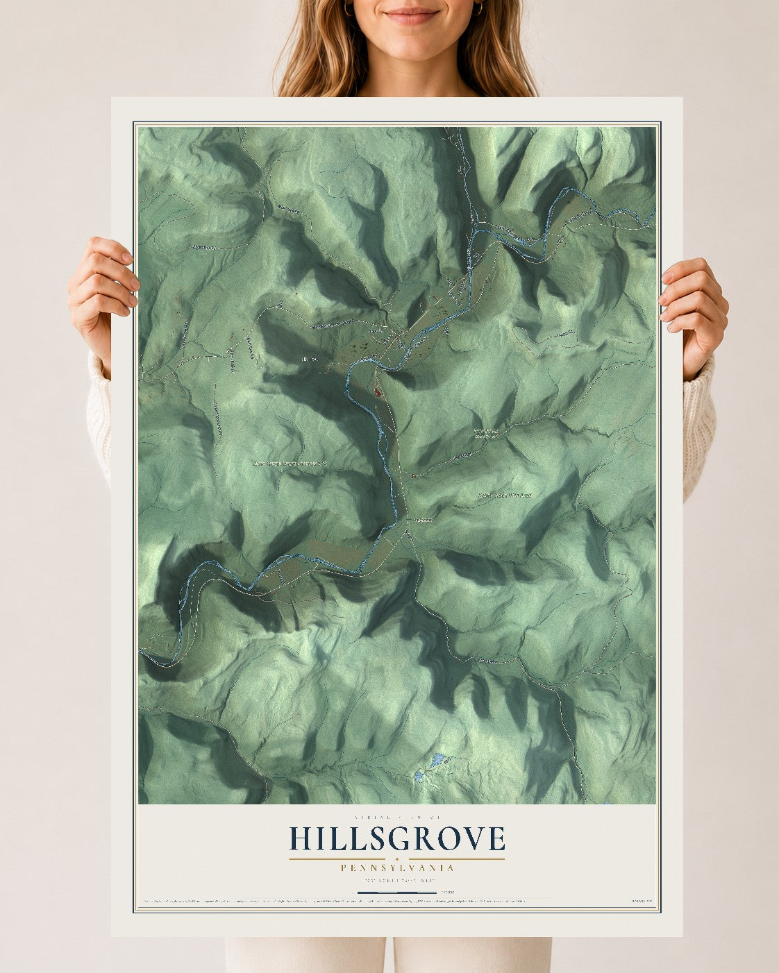 Map of Hillsgrove, Pennsylvania, 24 x 36 inch unframed archival matte print