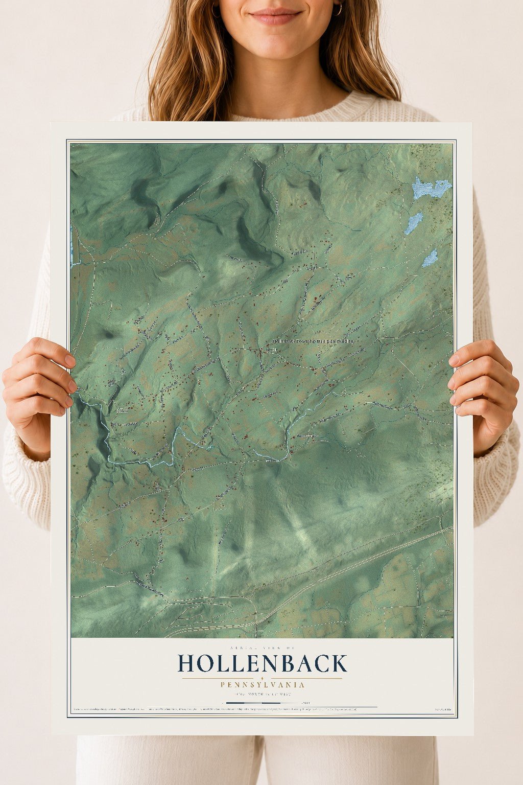Map of Hollenback, Pennsylvania, 18 x 24 inch unframed archival matte print