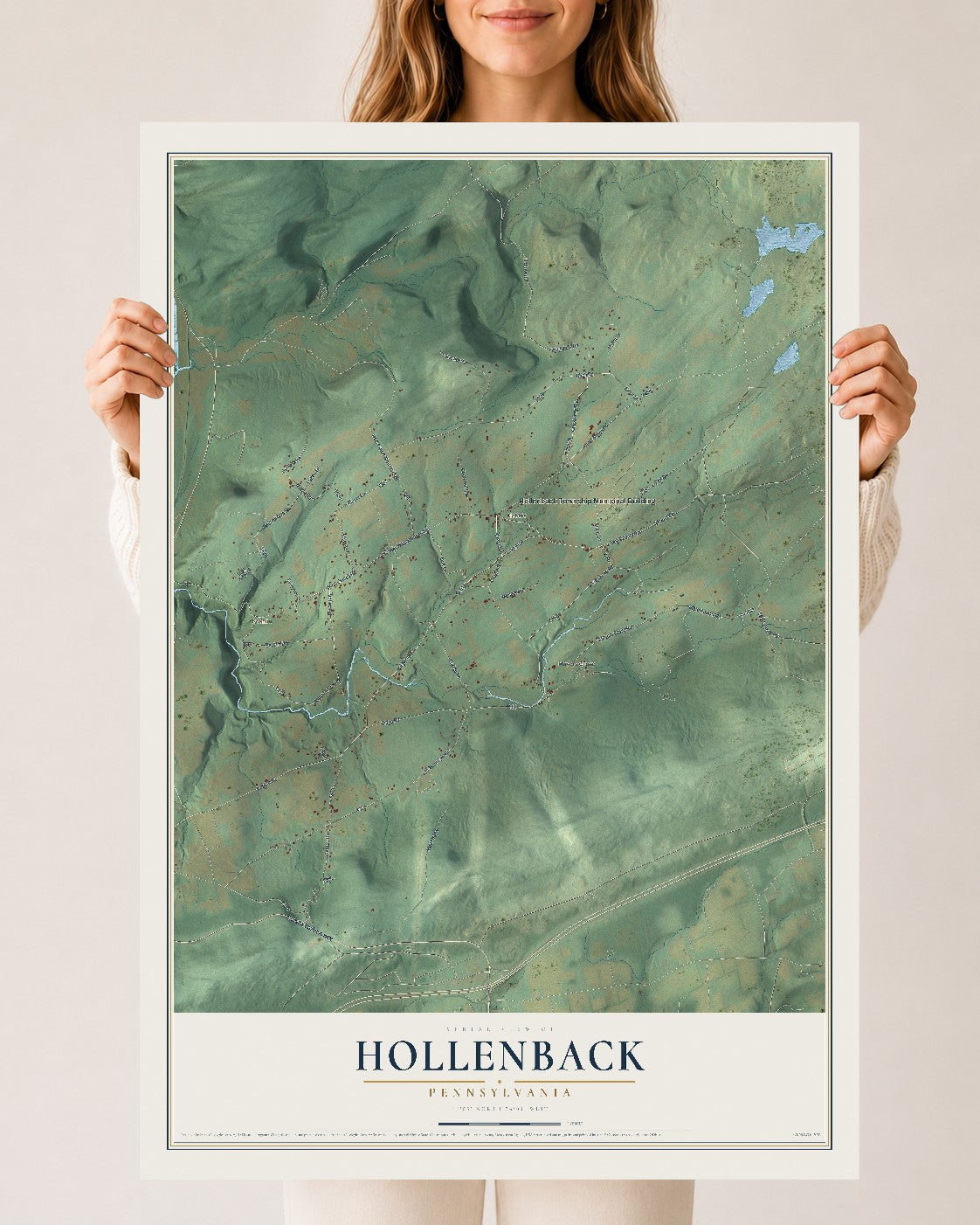 Map of Hollenback, Pennsylvania, 24 x 36 inch unframed archival matte print