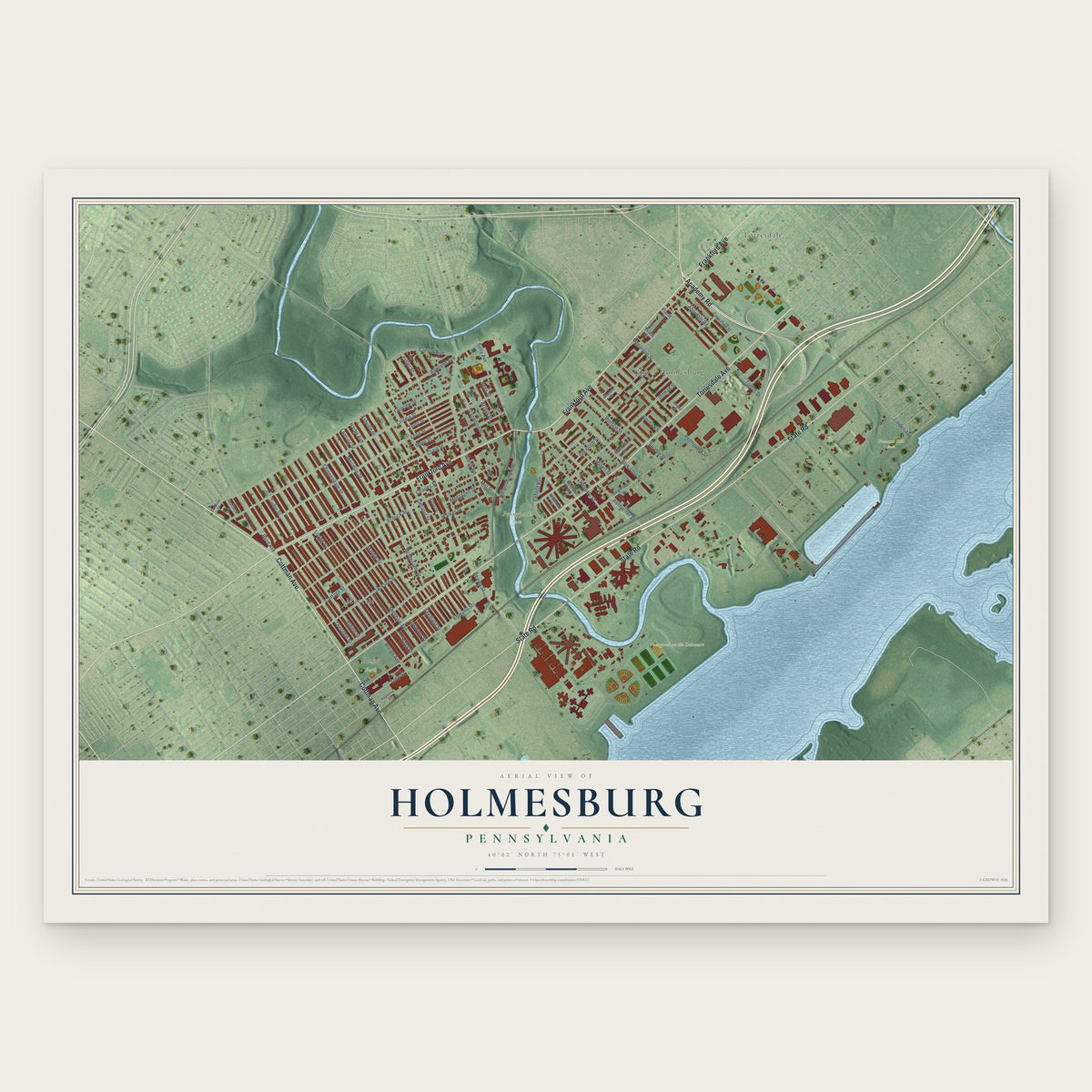 Holmesburg, Pennsylvania map print, the full design