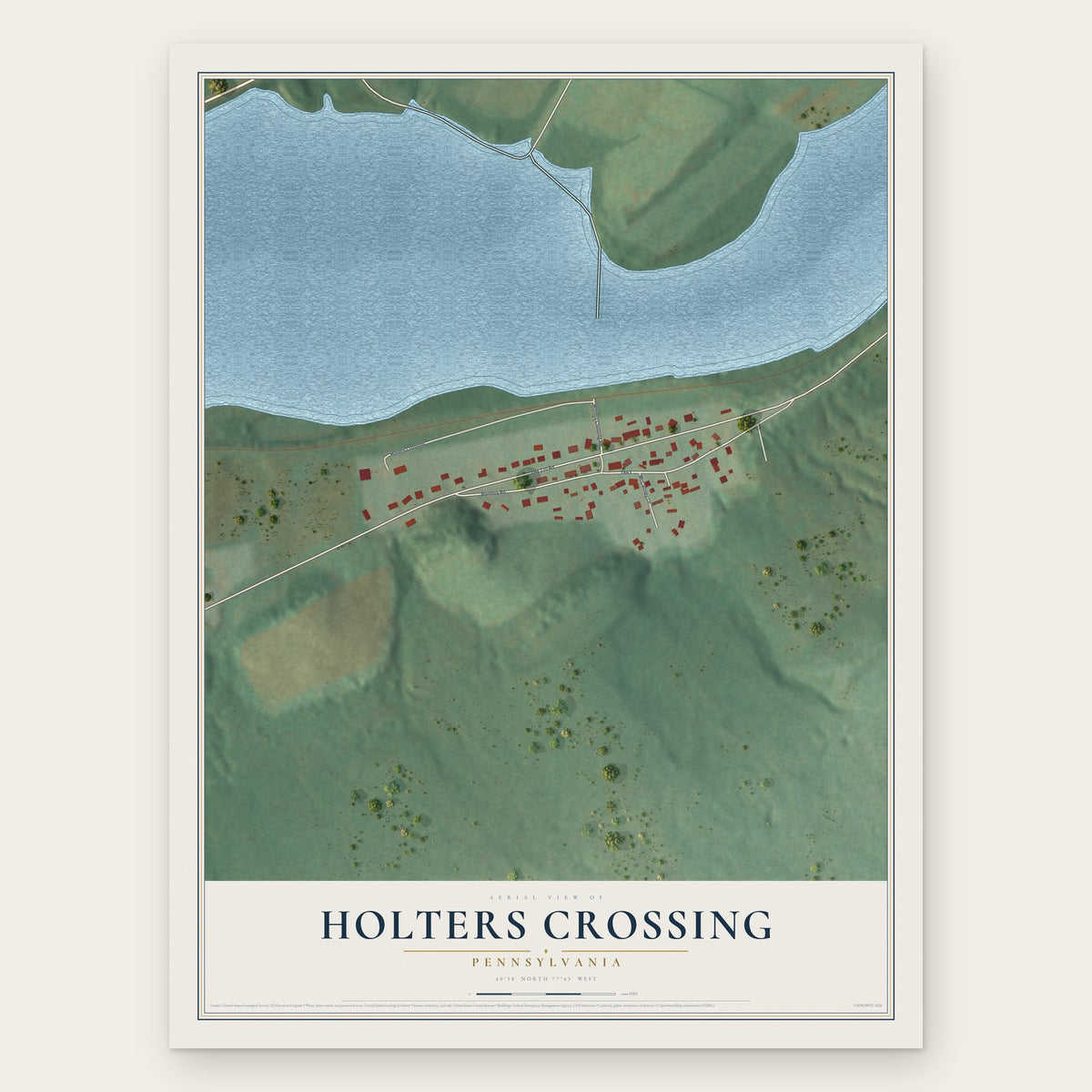 Holters Crossing, Pennsylvania map print, the full design