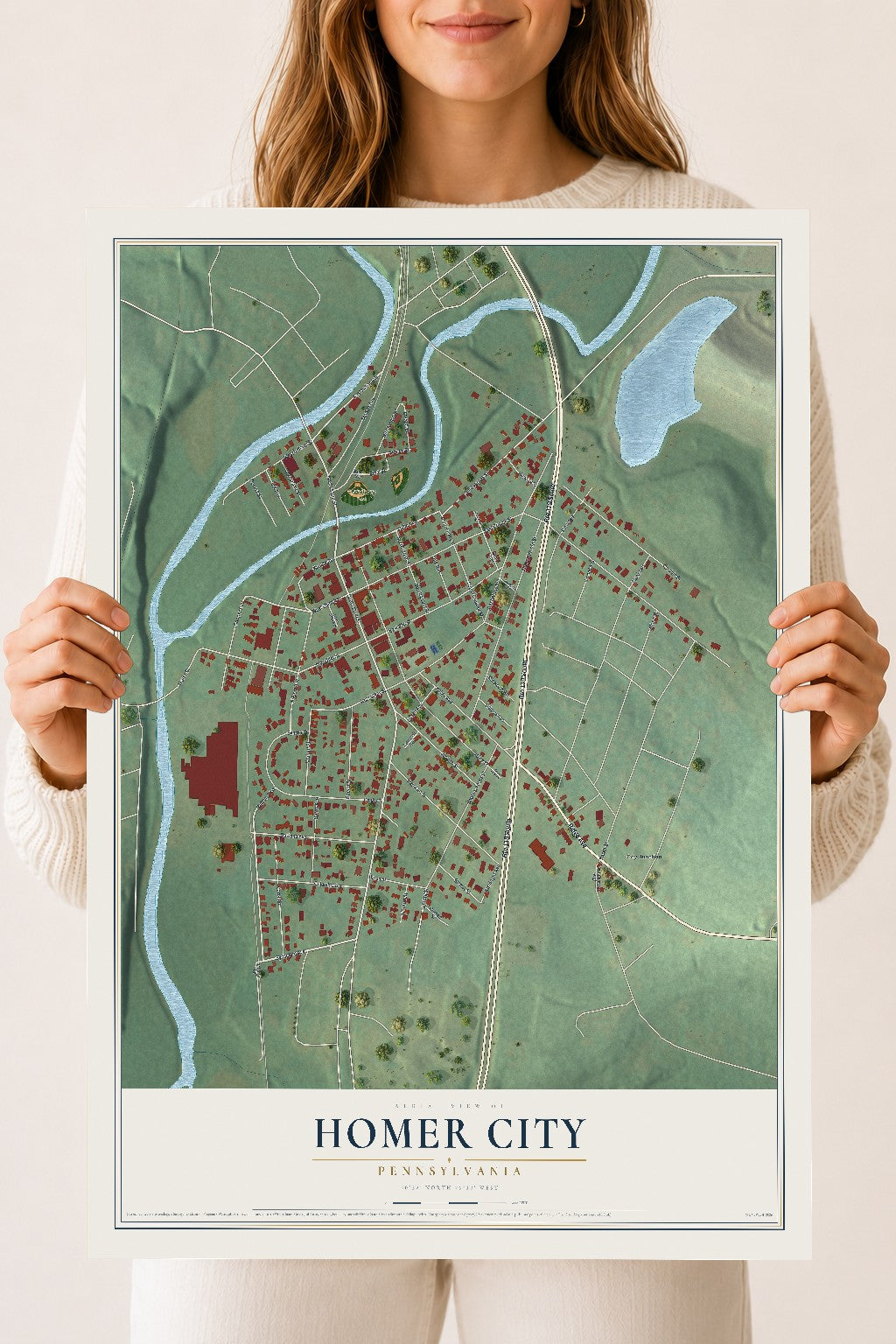 Map of Homer City, Pennsylvania, 18 x 24 inch unframed archival matte print
