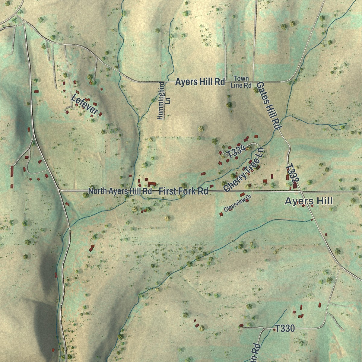 Close-up of the map of Homer, Pennsylvania print showing street and building detail