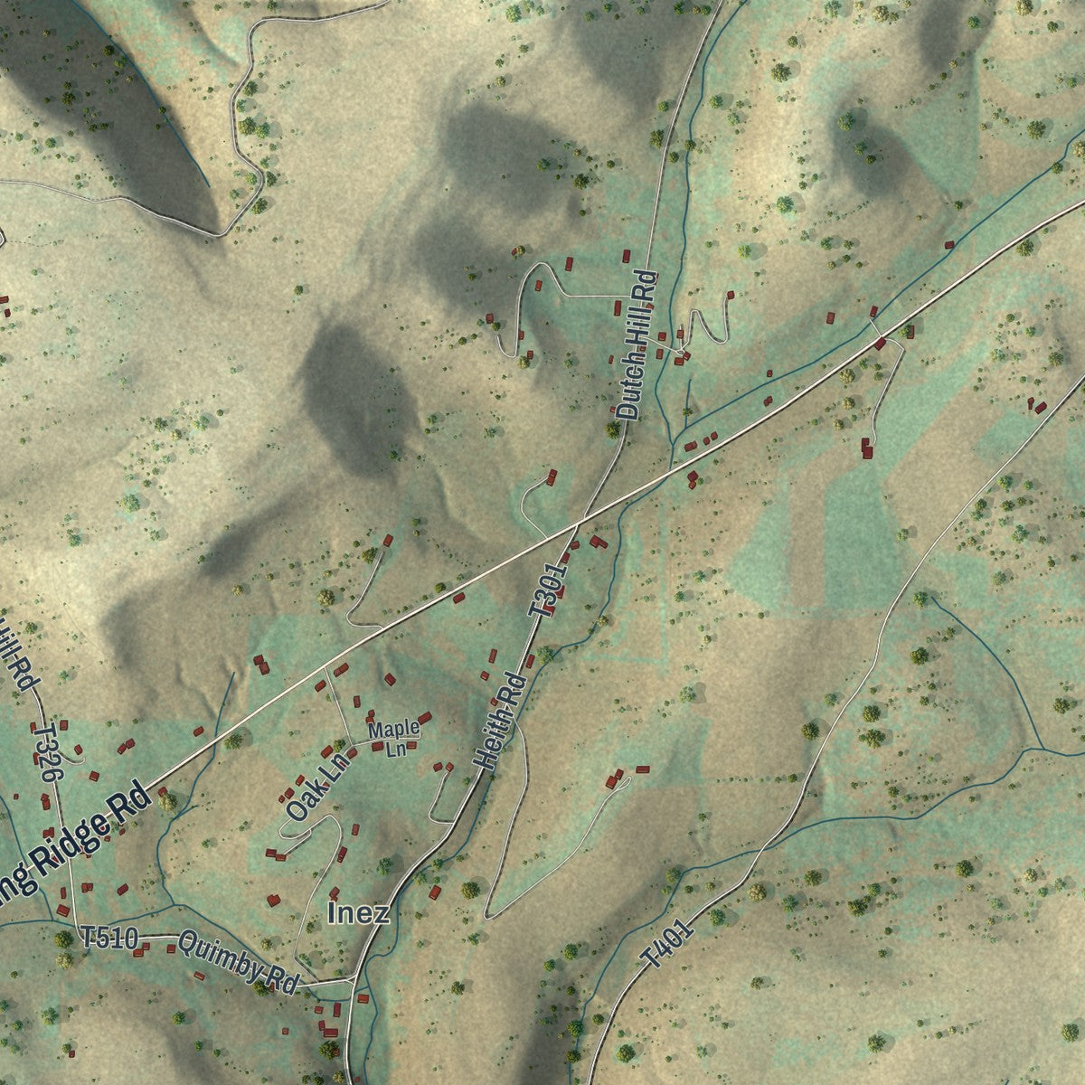 Second close-up of the map of Homer, Pennsylvania print showing more streets and buildings