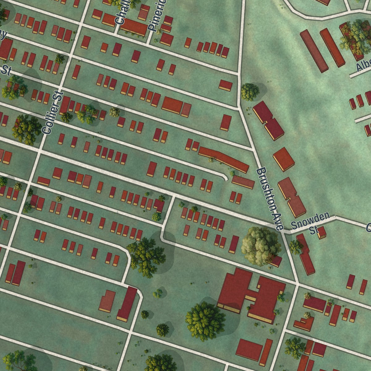 Second close-up of the map of Homewood North, Pennsylvania print showing more streets and buildings